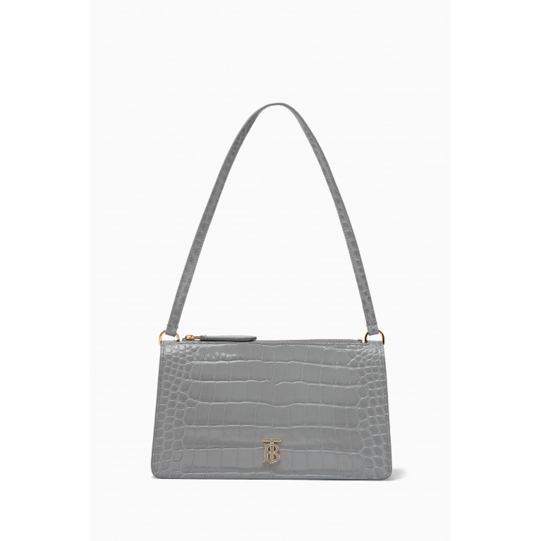 Burberry - TB Shoulder Bag in Croc-embossed Leather