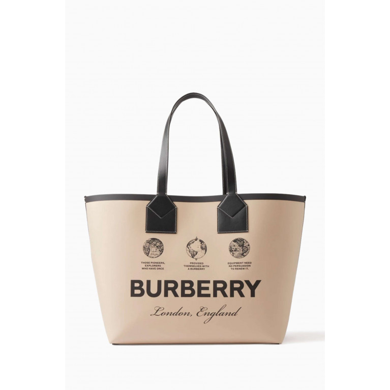 Burberry - Label-print Medium Heritage Tote Bag in Cotton Gabardine
