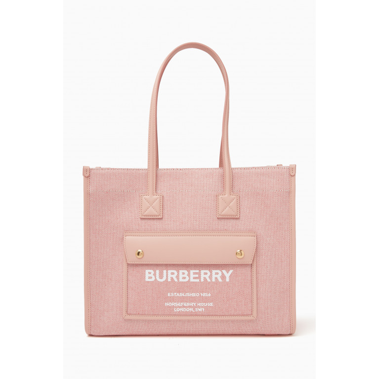 Burberry - Small Freya Tote Bag in Canvas & Leather