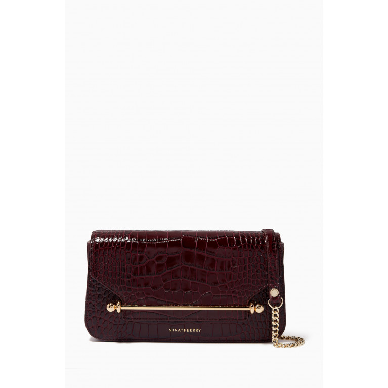 Strathberry - East/ West Baguette Clutch Bag in Croc-embossed Leather
