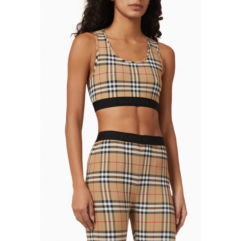 Burberry - Dalby Logo Vintage Check Bra Top in Stretch-jersey