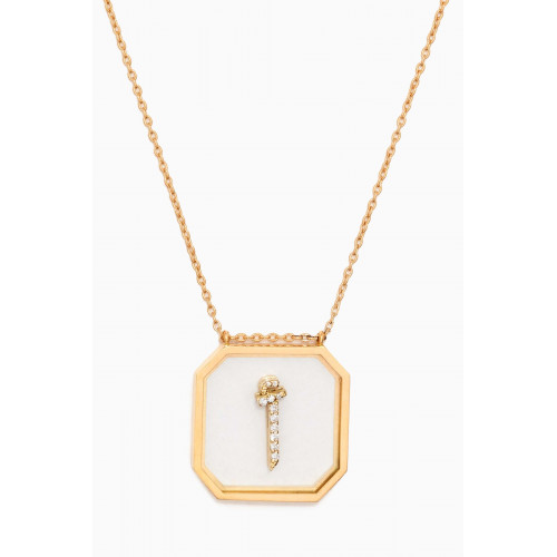 Le Petit Chato - "A" Letter Diamond Necklace in 18kt Yellow Gold