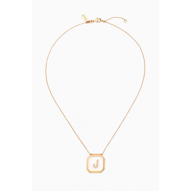 Le Petit Chato - "L" Letter Diamond Necklace in 18kt Yellow Gold