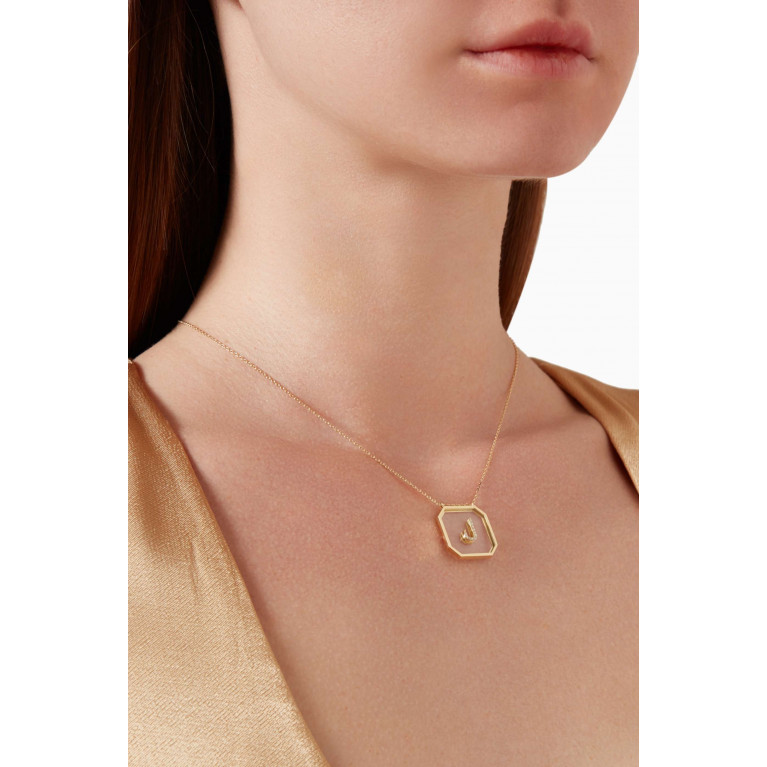 Le Petit Chato - "L" Letter Diamond Necklace in 18kt Yellow Gold
