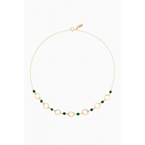 Le Petit Chato - Connected Circles Malachite Choker in 18kt Yellow Gold
