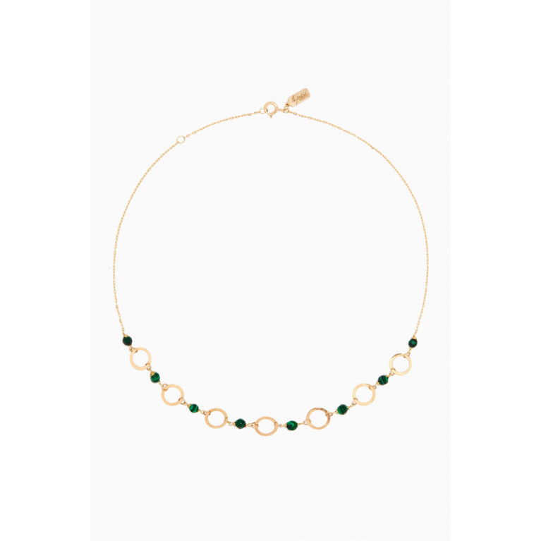 Le Petit Chato - Connected Circles Malachite Choker in 18kt Yellow Gold