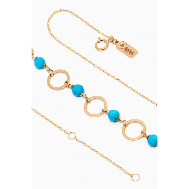 Le Petit Chato - Connected Circles Turquoise Choker in 18kt Yellow Gold