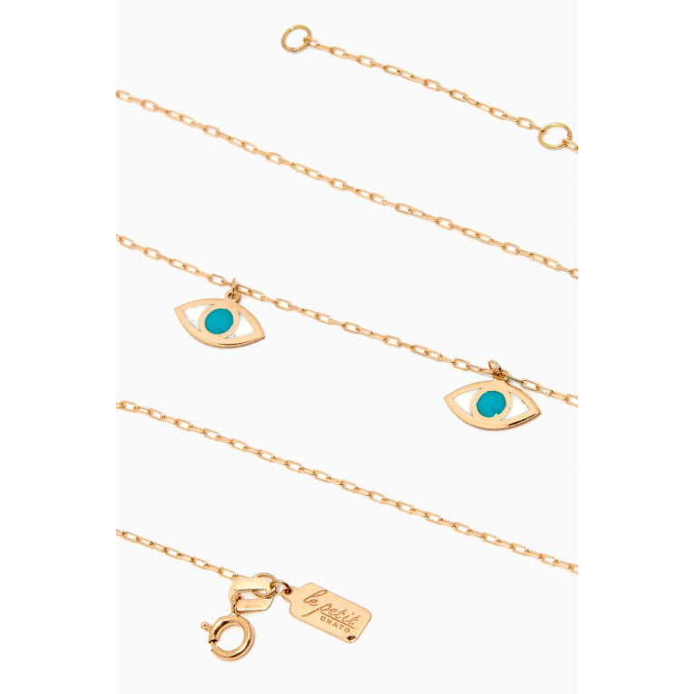 Le Petit Chato - Multi Evil Eye Turquoise Choker in 18kt Yellow Gold