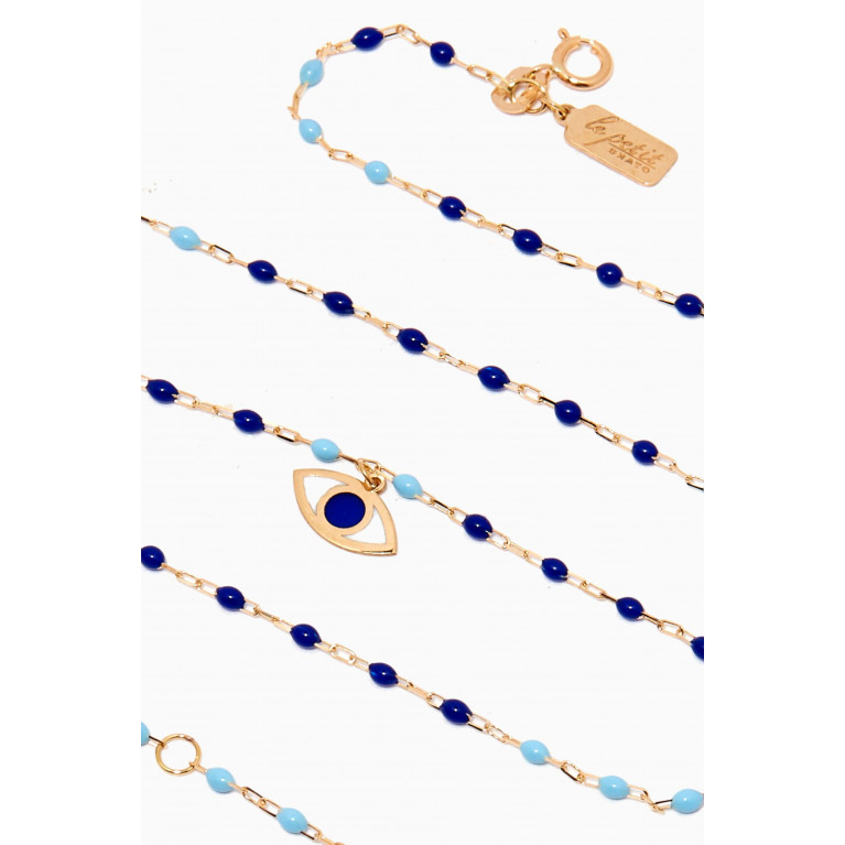 Le Petit Chato - Evil Eye Bead Necklace in 18kt Yellow Gold