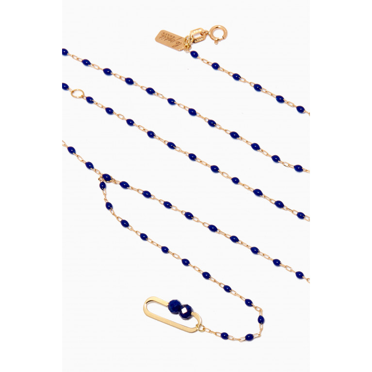 Le Petit Chato - Y Paper Clip Bead Necklace in 18kt Yellow Gold
