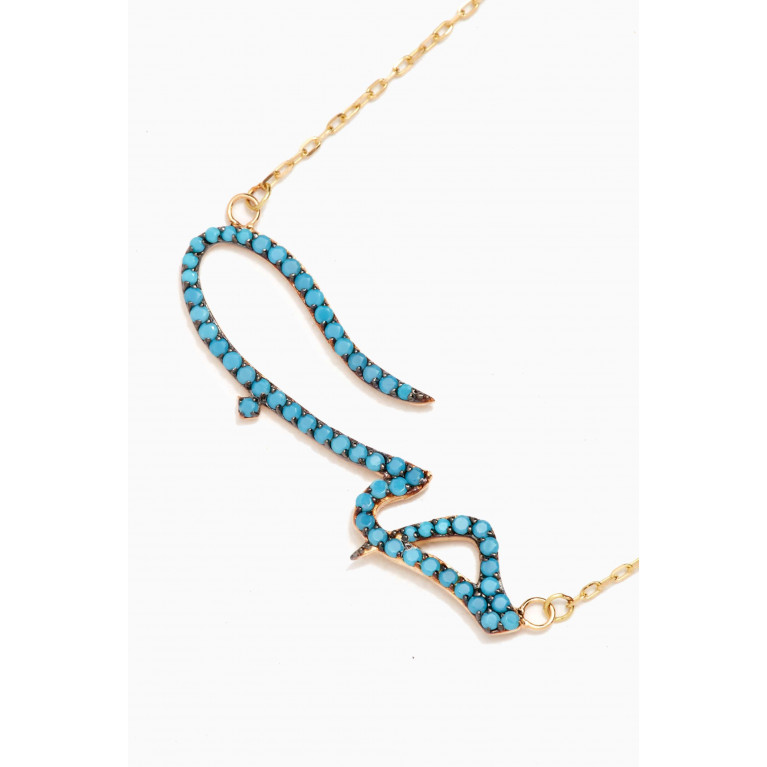 Le Petit Chato - "Love" Turquoise Necklace in 18kt Yellow Gold