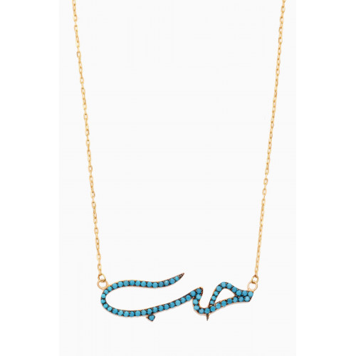 Le Petit Chato - "Love" Turquoise Necklace in 18kt Yellow Gold
