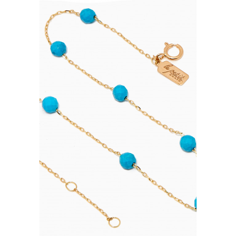 Le Petit Chato - Turquoise Dot Anklet in 18kt Yellow Gold