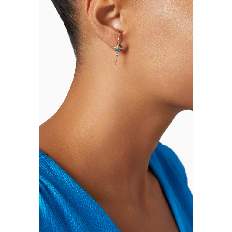 Le Petit Chato - Starburst Turquoise Diamond Single Earring in 18kt Rose Gold