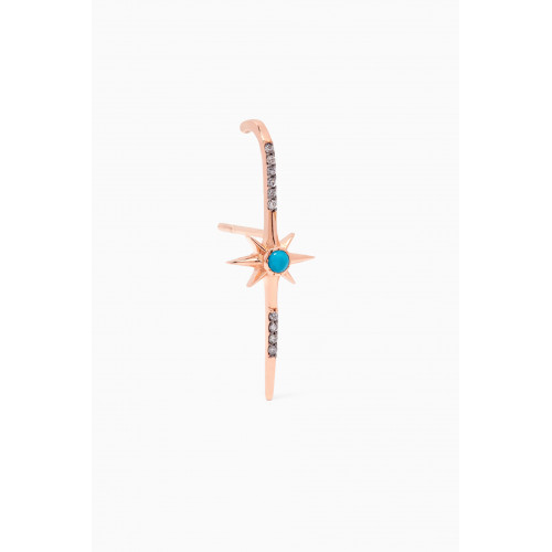 Le Petit Chato - Starburst Turquoise Diamond Single Earring in 18kt Rose Gold