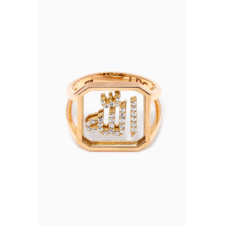 Le Petit Chato - "Allah" Diamond Ring in 18kt Yellow Gold