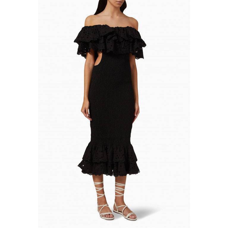 Charo Ruiz - Luisa Midi Dress in Cotton Black