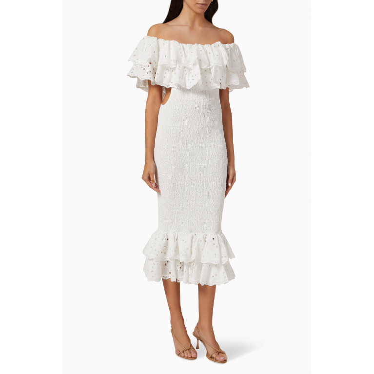 Charo Ruiz - Luisa Midi Dress in Cotton White