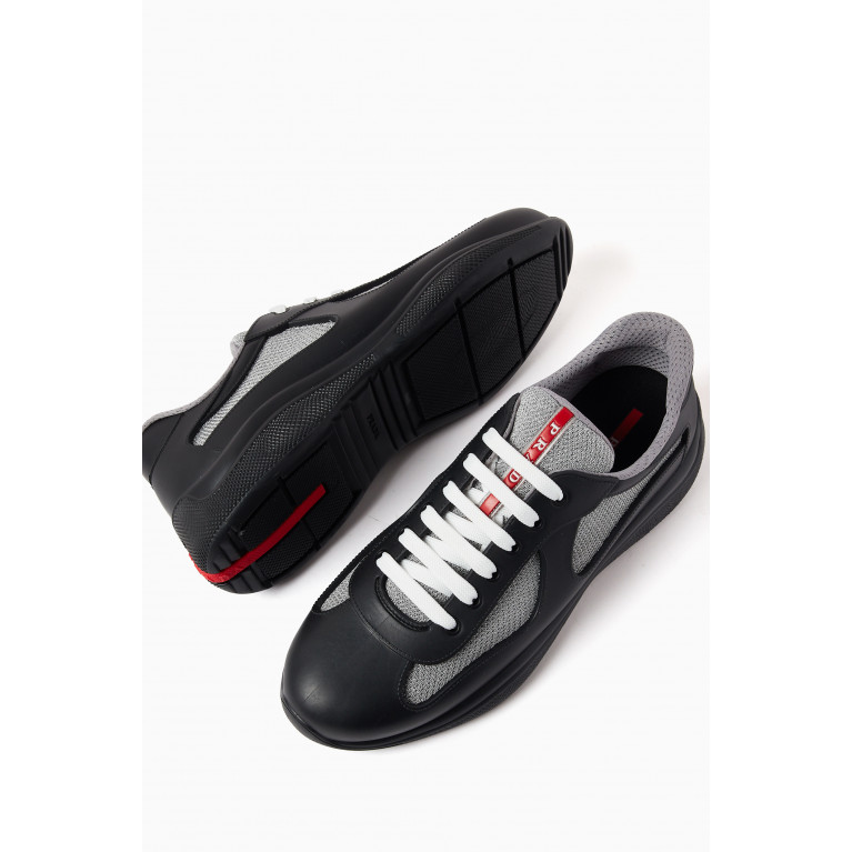 Prada - America's Cup Sneakers in Tech & Leather Black