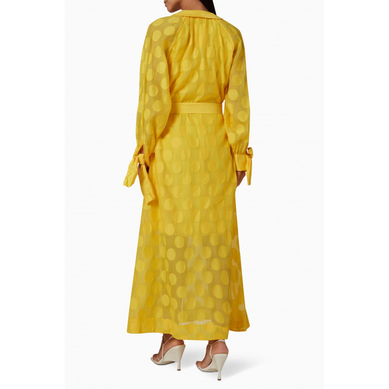 Serpil - Polka Dot Belt Dress in Chiffon Yellow