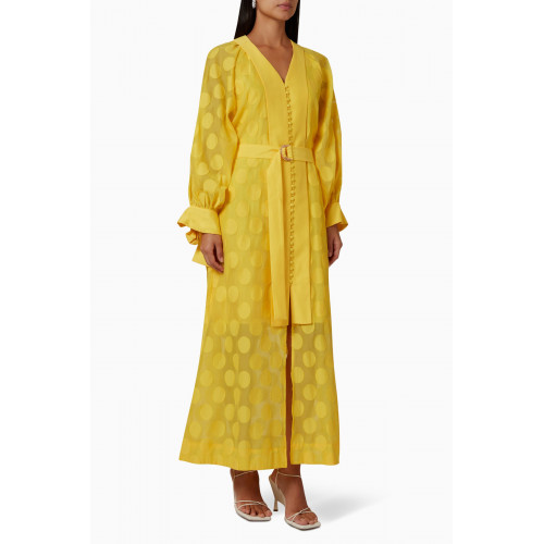 Serpil - Polka Dot Belt Dress in Chiffon Yellow