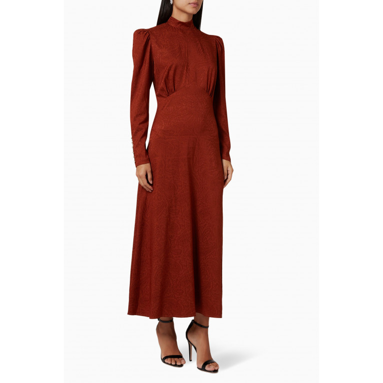 Serpil - Paisley Maxi Dress in Brocade Brown