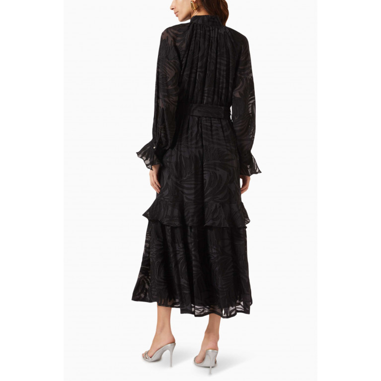 Serpil - Printed Midi Dress in Crepe Black