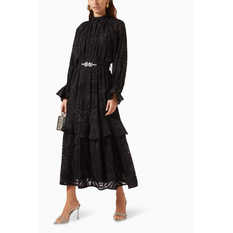 Serpil - Printed Midi Dress in Crepe Black