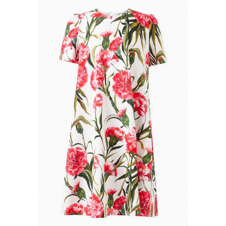 Dolce & Gabbana - Carnation Print Dress in Cotton Interlock