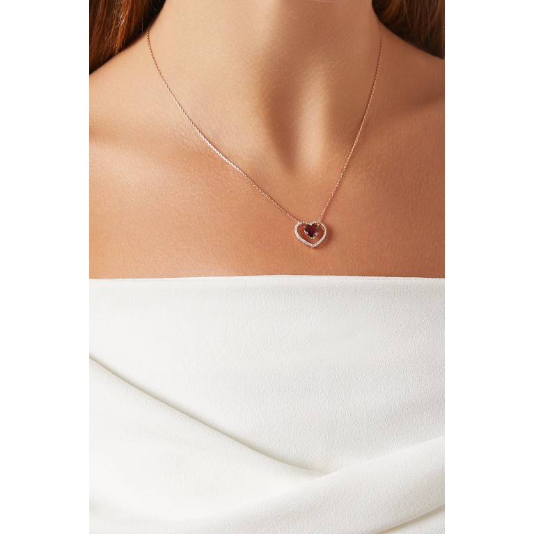 Noora Shawqi - Ratnapura Garnet & Diamond Pendant Necklace in 18kt Rose Gold