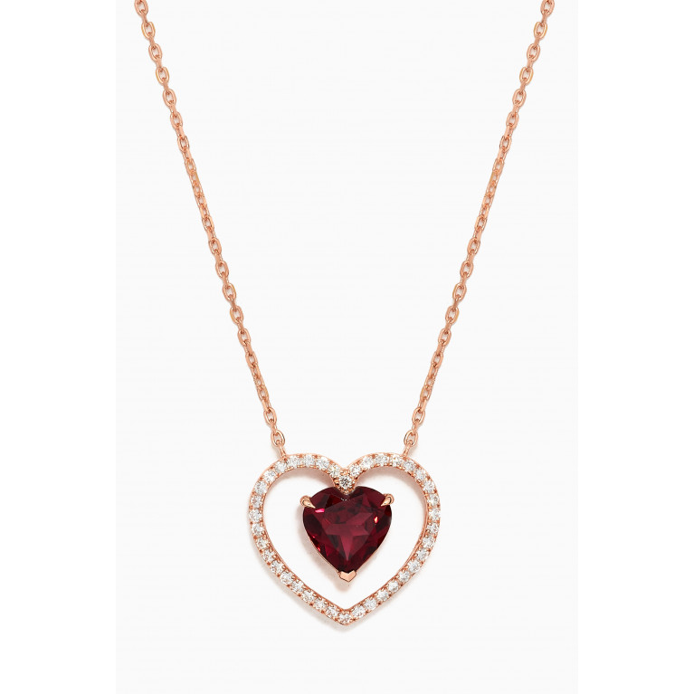 Noora Shawqi - Ratnapura Garnet & Diamond Pendant Necklace in 18kt Rose Gold