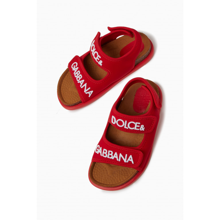 Dolce & Gabbana - Embroidered Logo Sandals in Technical Fabric