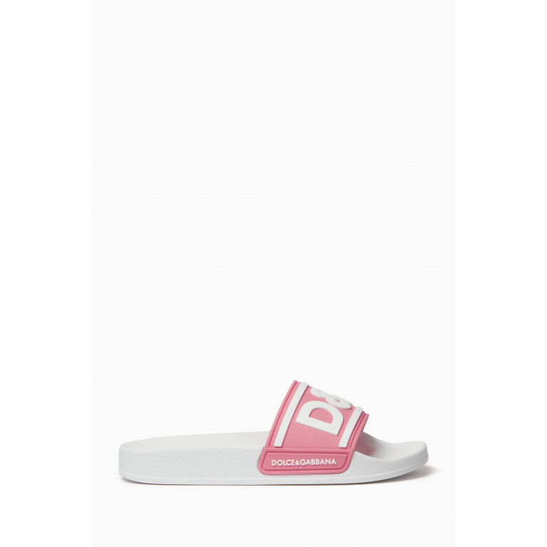 Dolce & Gabbana - DG Logo Slide Sandals in Rubber Pink