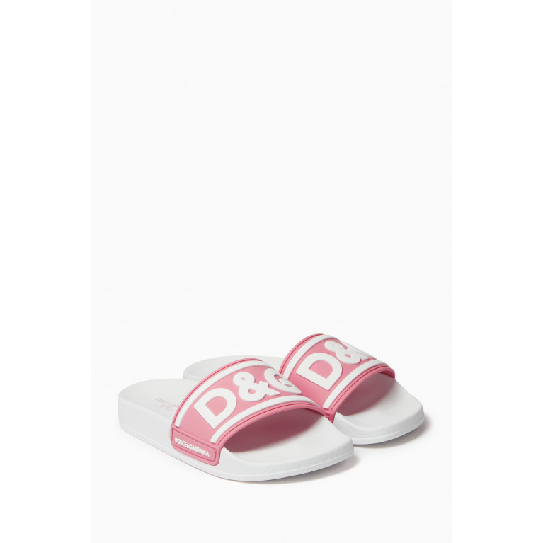 Dolce & Gabbana - DG Logo Slide Sandals in Rubber Pink
