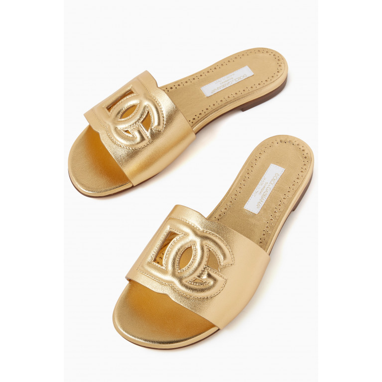 Dolce & Gabbana - Bianca Metallic Sandals in Leather Gold