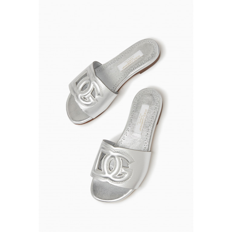 Dolce & Gabbana - Bianca Metallic Sandals in Leather Silver