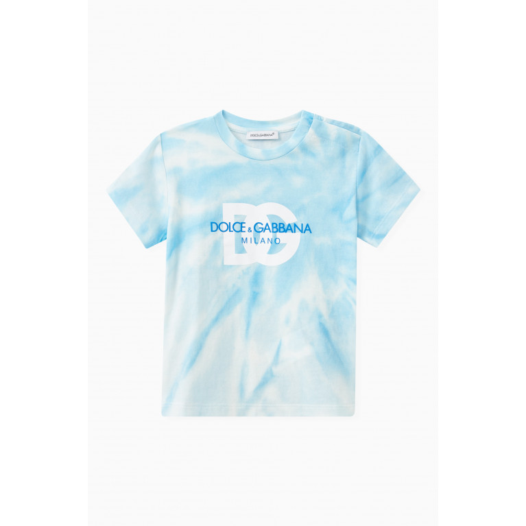 Dolce & Gabbana - Tie-dye Logo T-shirt in Cotton Jersey Blue