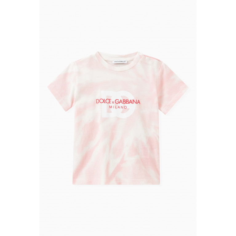 Dolce & Gabbana - Tie-dye Logo T-shirt in Cotton Jersey Pink