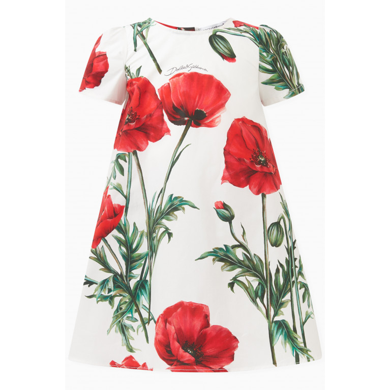 Dolce & Gabbana - Happy Garden Poppy-print Dress in Cotton-poplin