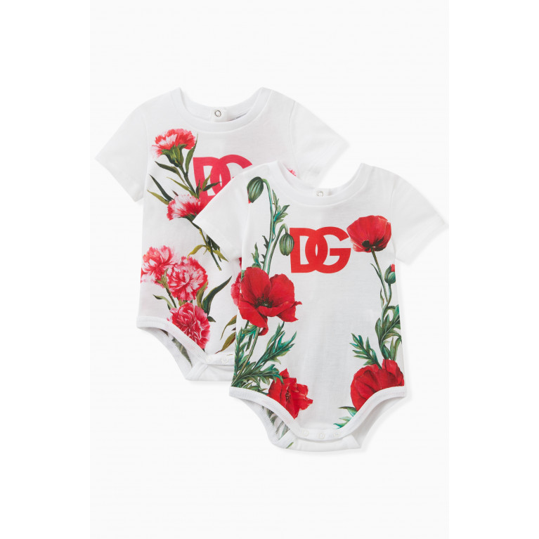 Dolce & Gabbana - Floral Logo Bodysuit Set in Cotton Multicolour