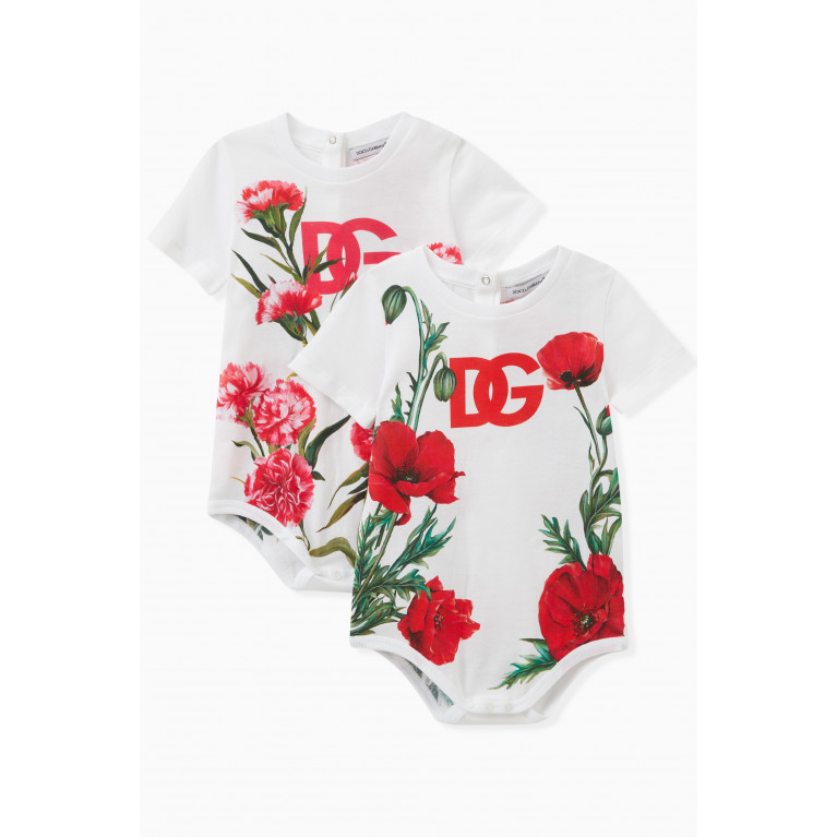 Dolce & Gabbana - Floral Logo Bodysuit Set in Cotton Multicolour
