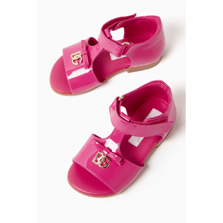 Dolce & Gabbana - DG Logo Sandals in Patent Leather Pink