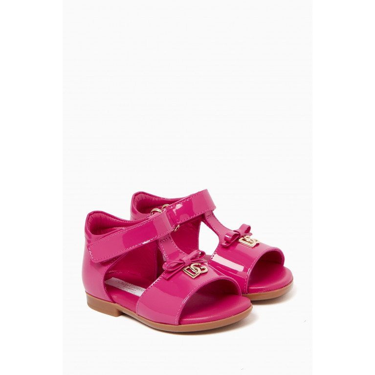 Dolce & Gabbana - DG Logo Sandals in Patent Leather Pink