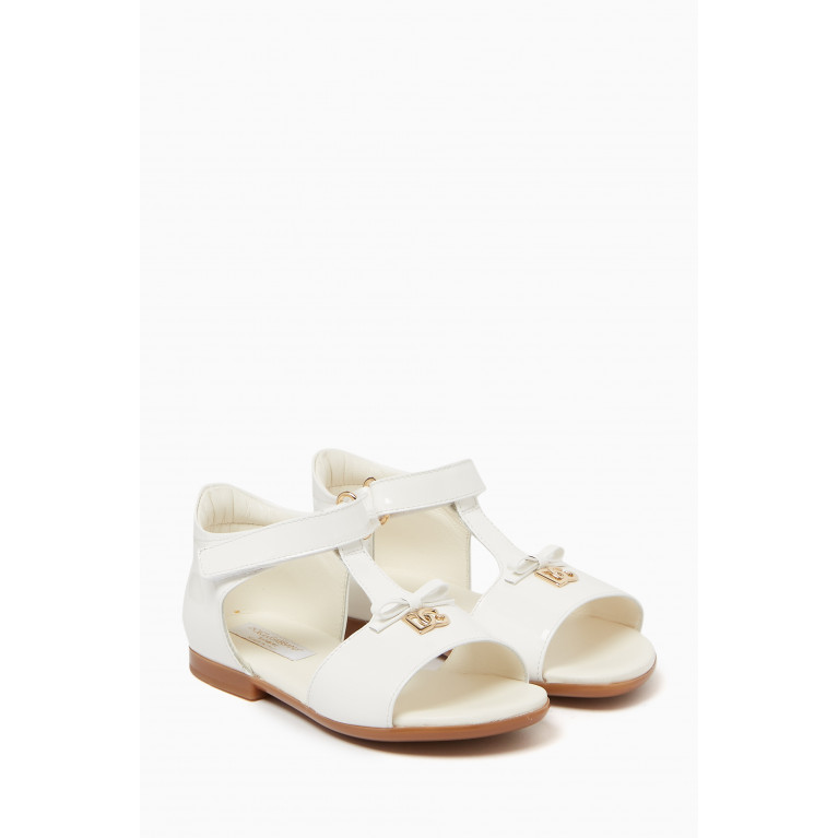 Dolce & Gabbana - DG Logo Sandals in Patent Leather White