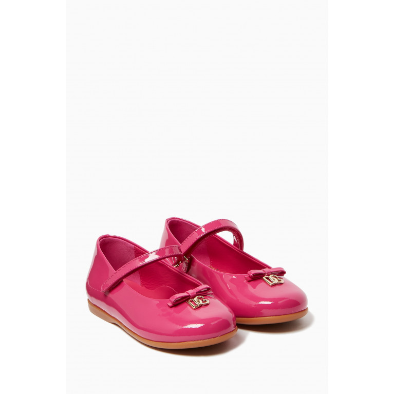 Dolce & Gabbana - DG Logo Ballerinas in Patent Leather Pink