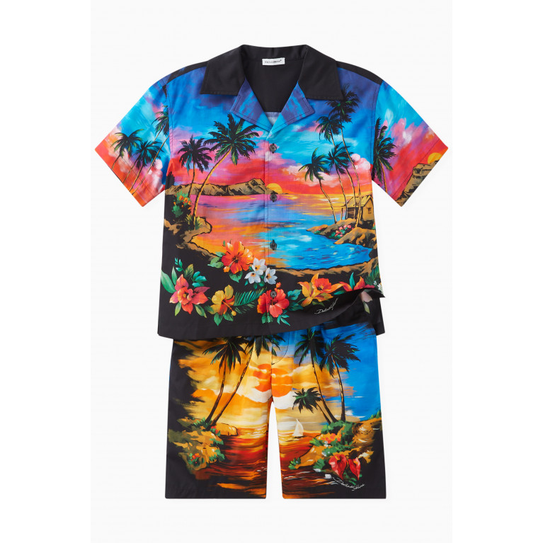 Dolce & Gabbana - Hawaiian-print Shirt in Cotton Poplin