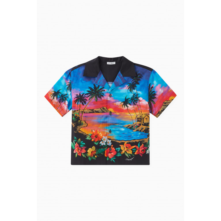 Dolce & Gabbana - Hawaiian-print Shirt in Cotton Poplin