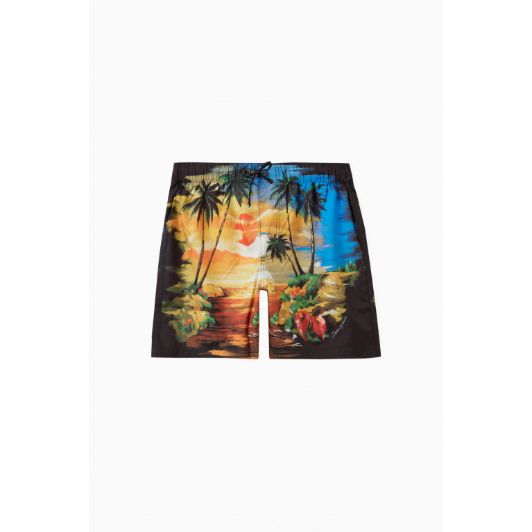 Dolce & Gabbana - Hawaiian Print Swim Shorts in Nylon