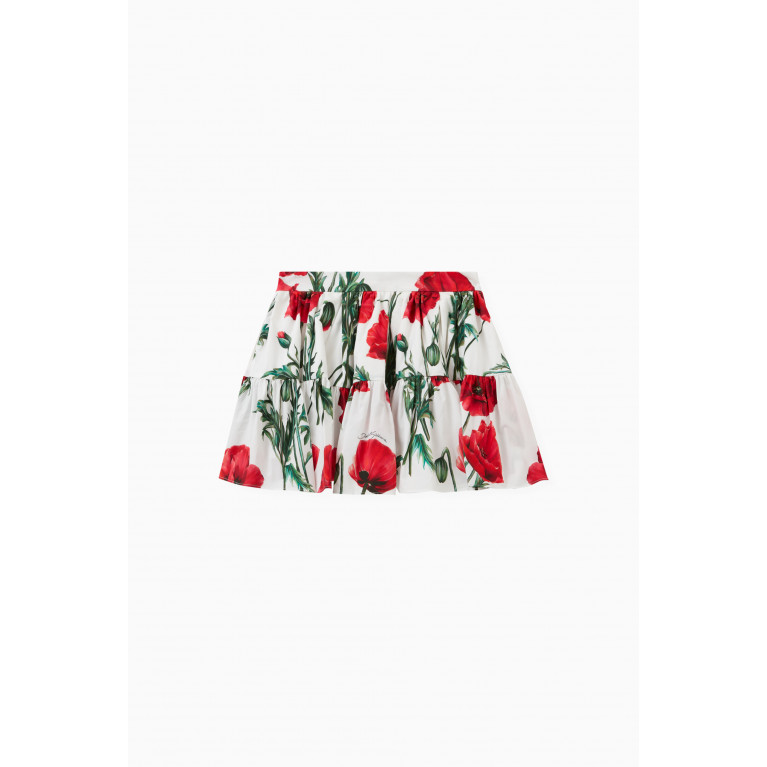 Dolce & Gabbana - Poppy Print Mini Skirt in Cotton Poplin