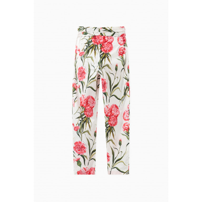 Dolce & Gabbana - Carnation Print Pants in Cotton Poplin